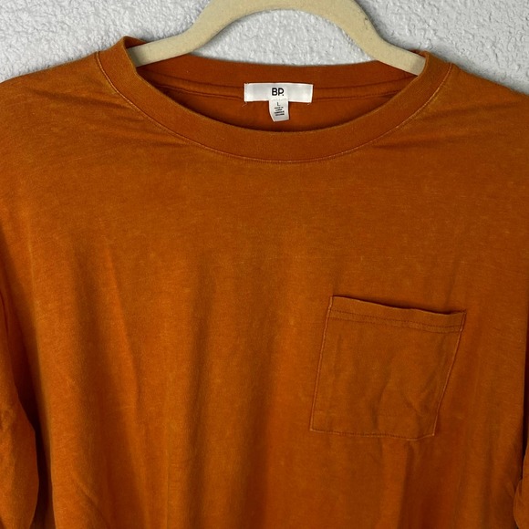 BP. Cropped TShirt Large Womens Orange Short Sleeve Distressed Front Pocket - Picture 4 of 11